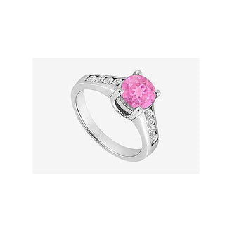 Pink Sapphire and Diamond Engagement Ring in 14K White Gold 1.40 Carat TGW