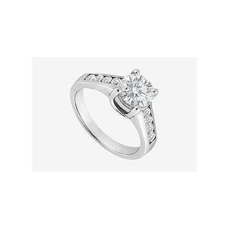 1 carat Center Diamond Engagement Ring in 14K White Gold 1.40 Carat TDW