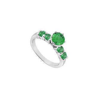 Emerald Ring : 14K White Gold - 0.75 CT TGW