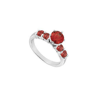 Ruby Ring : 14K White Gold - 0.75 CT TGW