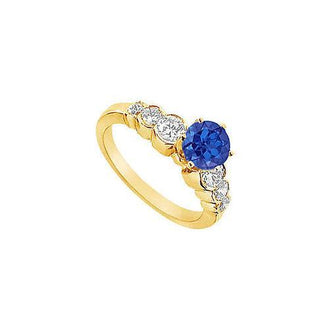 Sapphire and Diamond Engagement Ring : 14K Yellow Golld - 1.75 CT TGW