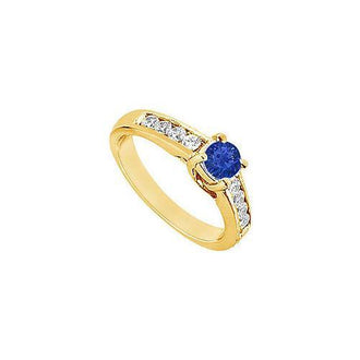 Sapphire and Diamond Engagement Ring : 14K Yellow Gold - 1.00 CT TGW