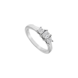 Three Stone Diamond Engagement Ring : 18K White Gold - 1.00 CT Diamonds