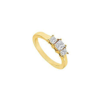 Three Stone Diamond Engagement Ring : 14K Yellow Gold - 1.00 CT Diamonds