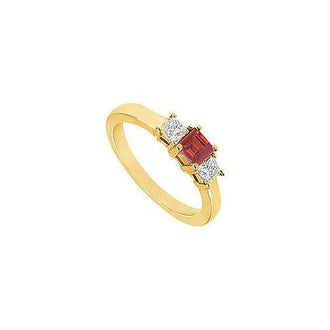 Ruby and Diamond Engagement Ring : 14K Yellow Gold - 1.00 CT TGW