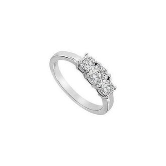 Three Stone Diamond Engagement Ring : 18K White Gold - 1.00 CT Diamonds