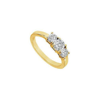 Three Stone Diamond Engagement Ring : 14K Yellow Gold - 1.00 CT Diamonds