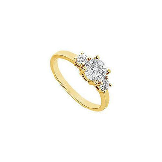 Three Stone Diamond Engagement Ring : 14K Yellow Gold - 1.00 CT Diamonds
