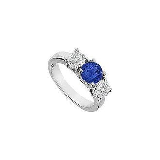 Sapphire and Diamond Engagement Ring : 14K White Gold - 2.00 CT TGW