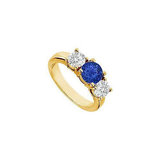 Sapphire and Diamond Engagement Ring : 14K Yellow Gold - 2.00 CT TGW