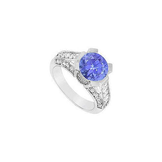 Tanzanite and Diamond Engagement Ring : 14K White Gold - 1.00 CT TGW