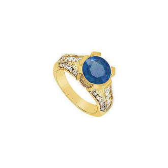 Sapphire and Diamond Engagement Ring : 14K Yellow Gold - 1.00 CT TGW