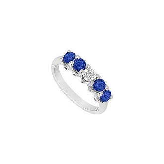 Sapphire and Diamond Ring : 14K White Gold - 1.55 CT TGW