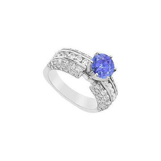 Tanzanite and Diamond Engagement Ring : 14K White Gold - 3.25 CT TGW