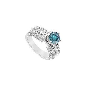 Blue Diamond Engagement Ring : 14K White Gold - 2.75 CT Diamonds