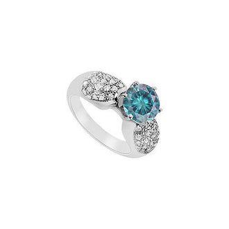 Fancy Blue Diamond Ring : 14K White Gold - 1.50 CT Diamonds