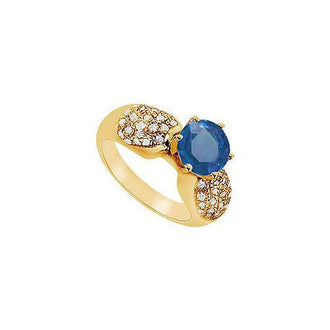 Sapphire and Diamond Engagement Ring : 14K Yellow Gold - 1.50 CT TGW