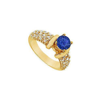 Sapphire and Diamond Engagement Ring : 14K Yellow Gold - 2.00 CT TGW