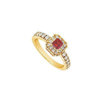 Ruby and Diamond Engagement Ring : 14K Yellow Gold - 0.50 CT TGW