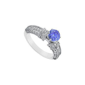 Tanzanite and Diamond Engagement Ring : 14K White Gold - 1.00 CT TGW