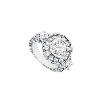 Cubic Zirconia Engagement Ring 14K White Gold 3.00 CT TGW