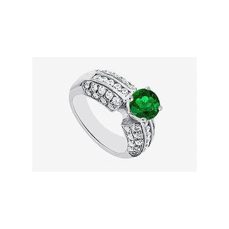 Engagement Rings Diamond and Natural Emerald in 14K White Gold 1.80 carat TGW