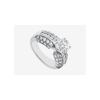 Diamond Engagement Ring in 14K White Gold 1.80 Carat Diamonds