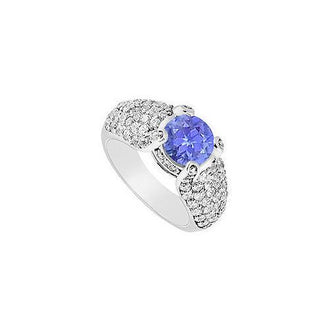 Tanzanite and Diamond Engagement Ring : 14K White Gold - 2.00 CT TGW