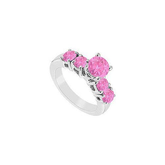 Pink Sapphire Ring : 14K White Gold - 1.50 CT TGW