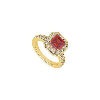 Ruby and Diamond Engagement Ring : 14K Yellow Gold - 1.00 CT TGW