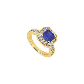 Sapphire and Diamond Engagement Ring : 14K Yellow Gold - 1.00 CT TGW