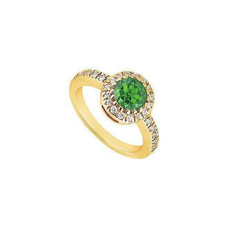 Emerald and Diamond Engagement Ring : 14K Yellow Gold - 0.75 CT TGW