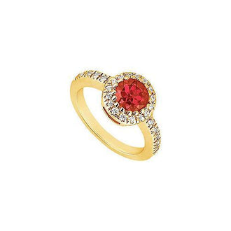 Ruby and Diamond Engagement Ring : 14K Yellow Gold - 0.75 CT TGW