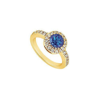 Sapphire and Diamond Engagement Ring : 14K Yellow Gold - 0.75 CT TGW