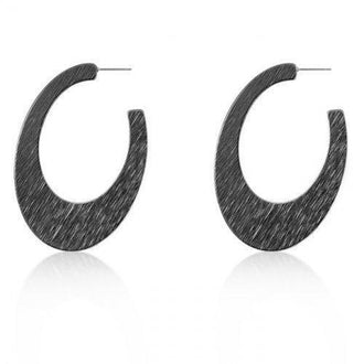 Contemporary Hematite Textured Hoop Earrings (pack of 1 ea)