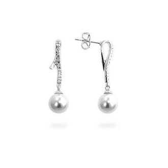 Pearl Cubic Zirconia Dangle Earrings (pack of 1 ea)