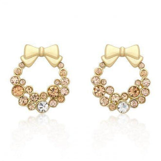 Holiday Wreath Champagne Crystal Earrings (pack of 1 ea)