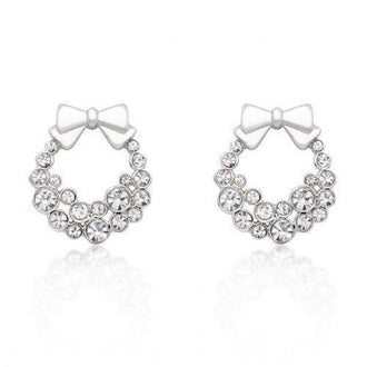 Holiday Wreath Clear Crystal Earrings (pack of 1 ea)