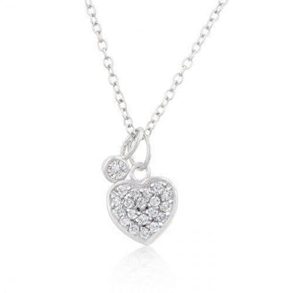 Silver Heart Charm Pave Necklace (pack of 1 ea)