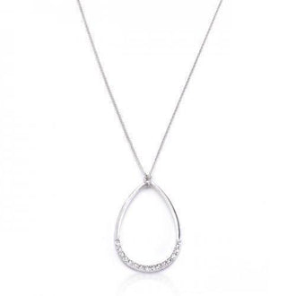Silver Tone Crystal Teardrop Necklace (pack of 1 ea)