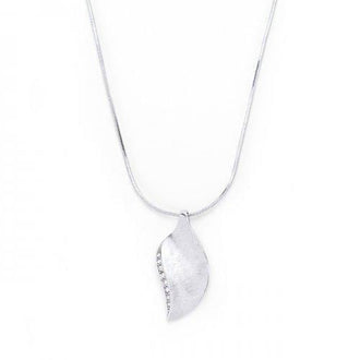 Silver Tone Crystal Leaf Necklace (pack of 1 ea)