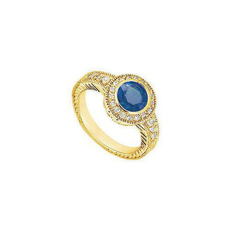 Sapphire and Diamond Engagement Ring : 14K Yellow Gold - 0.75 CT TGW