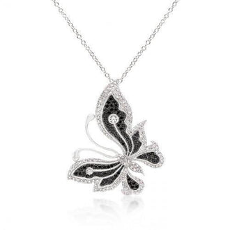 Black And White Large Cz Butterfly Pendant (pack of 1 ea)