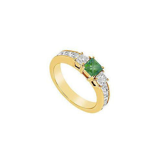 Emerald and Diamond Ring : 14K Yellow Gold - 1.00 CT TGW