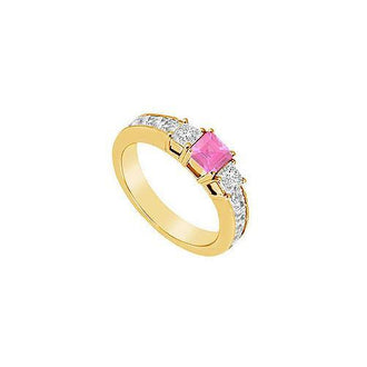 Pink Sapphire and Diamond Ring : 14K Yellow Gold - 1.00 CT TGW