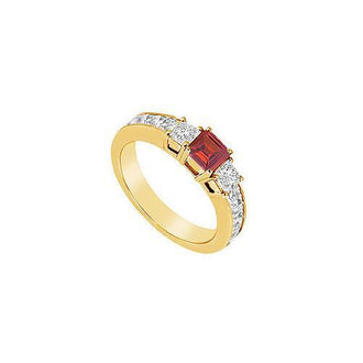 Ruby and Diamond Ring : 14K Yellow Gold - 1.00 CT TGW