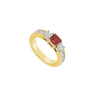 Ruby and Diamond Ring : 14K Yellow Gold - 1.25 CT TGW