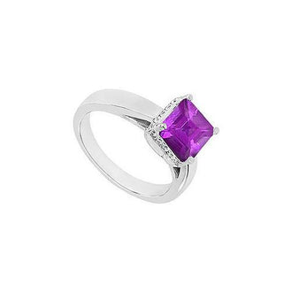 Amethyst and Diamond Ring : 14K White Gold - 1.00 CT TGW