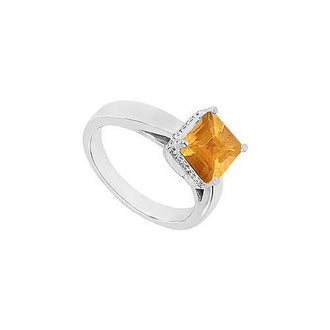 Citrine and Diamond Ring : 14K White Gold - 1.00 CT TGW