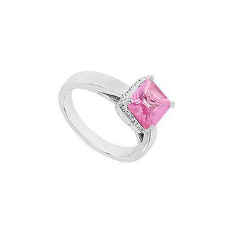 Pink Sapphire and Diamond Ring : 14K White Gold - 1.00 CT TGW